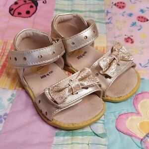 Livie & Luca Gold Leather Sparkle Exclusive Sandals w/Glitter Bow 5 #253 of 420